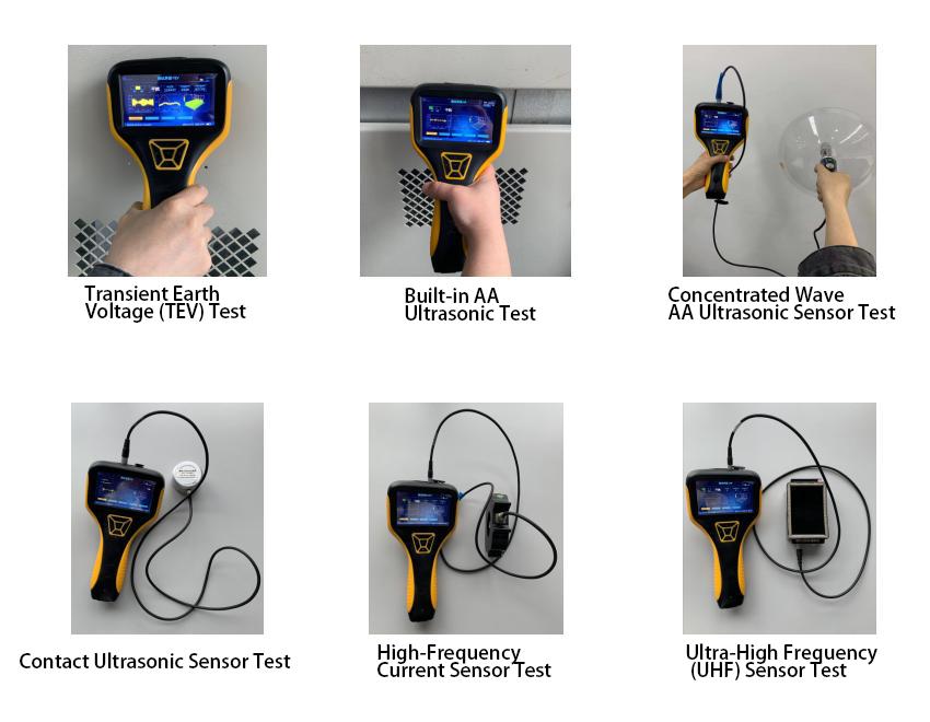 Principle Diagram of Multi-Sensor Technology for TEV, Ultrasound, HFCT, and UHF Detection Modes