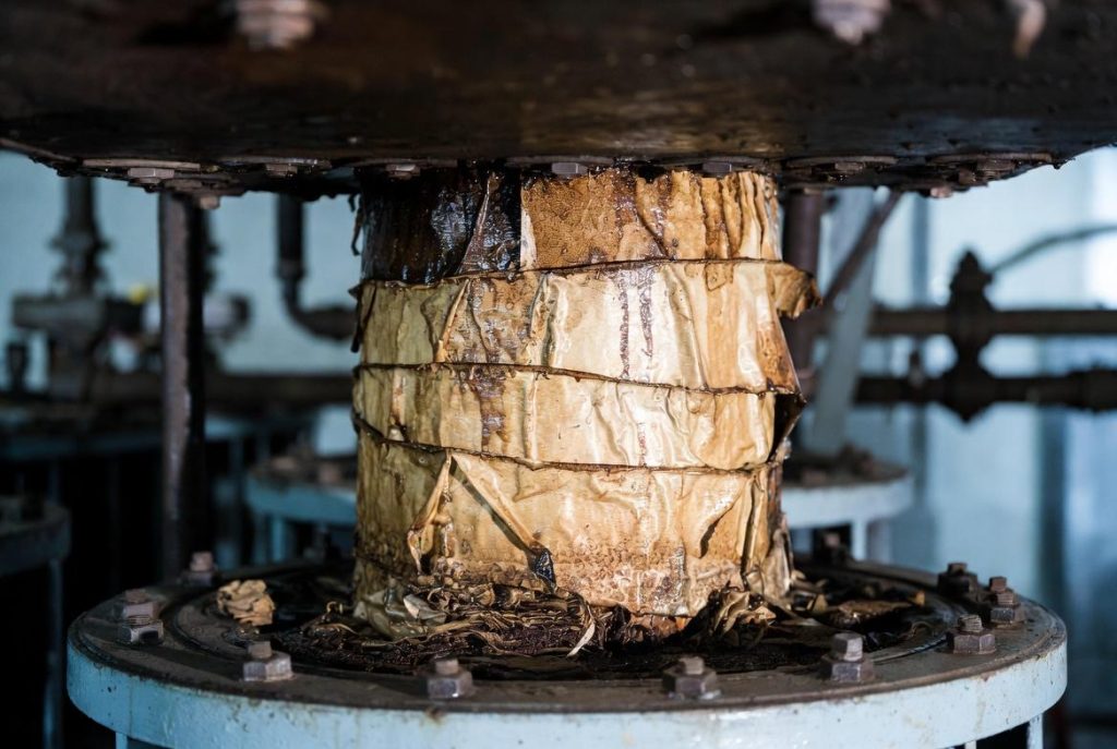 Moisture-contaminated oil-paper insulation inside a transformer, increasing the risk of partial discharge under operating voltage.