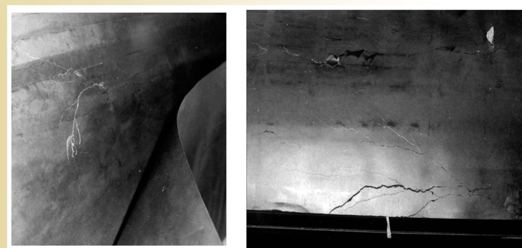 Tracking discharges on a transformer board.