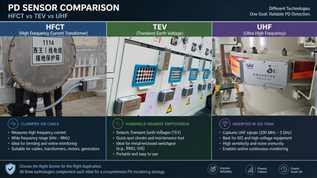 PD SENSOR COMPARISON HFCT VS TEV VS UHF